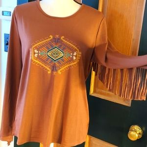 NWT Fringed Southwestern L/S Top